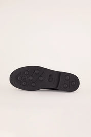 scarpe stringate lucide con suola alta abrasivato nero, vera pelle