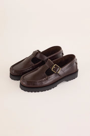 mocassini t-bar con suola alta – cashott copenhagen marrone scuro