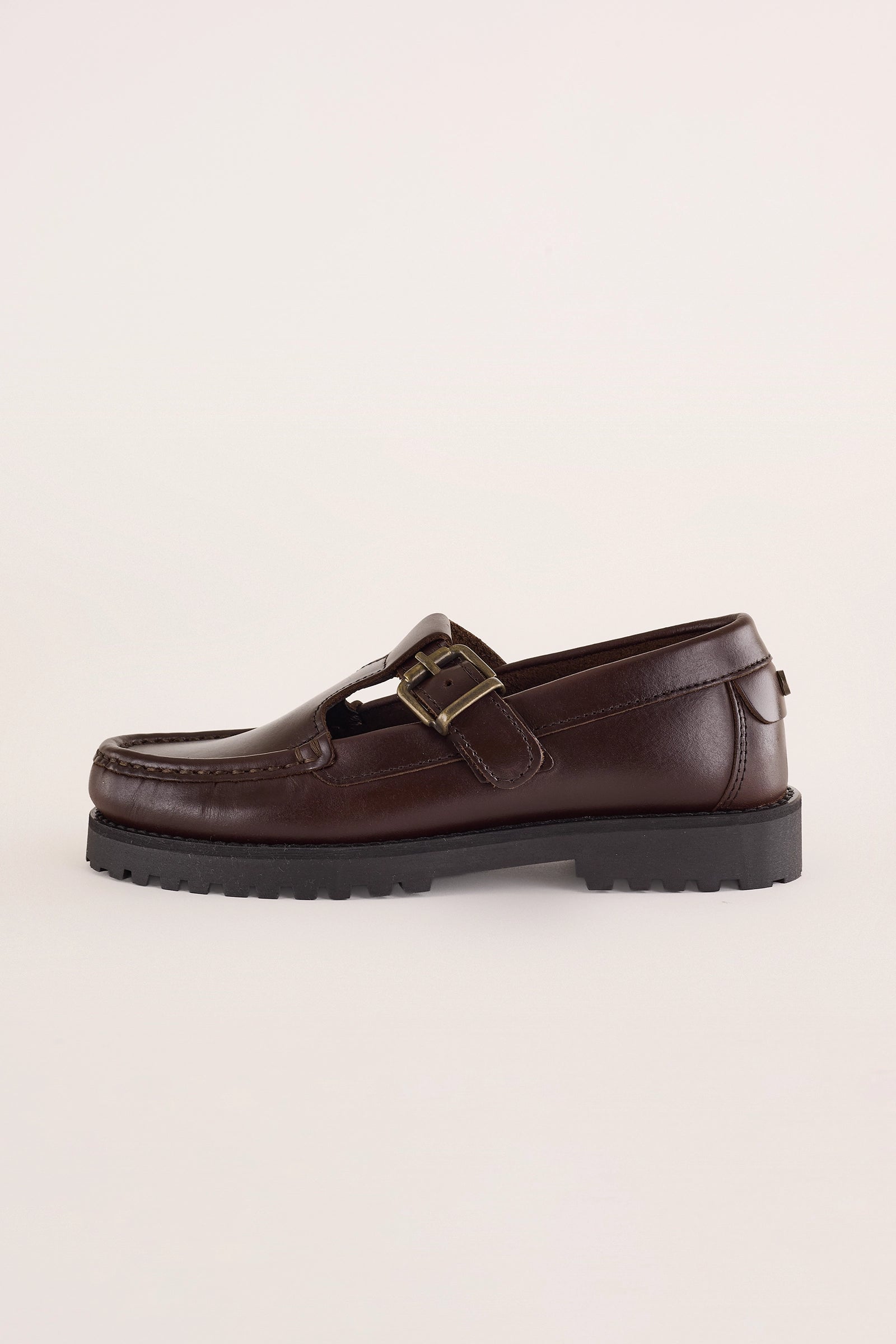mocassini t-bar con suola alta – cashott copenhagen marrone scuro, lazzari