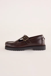 mocassini t-bar con suola alta – cashott copenhagen marrone scuro, lazzari
