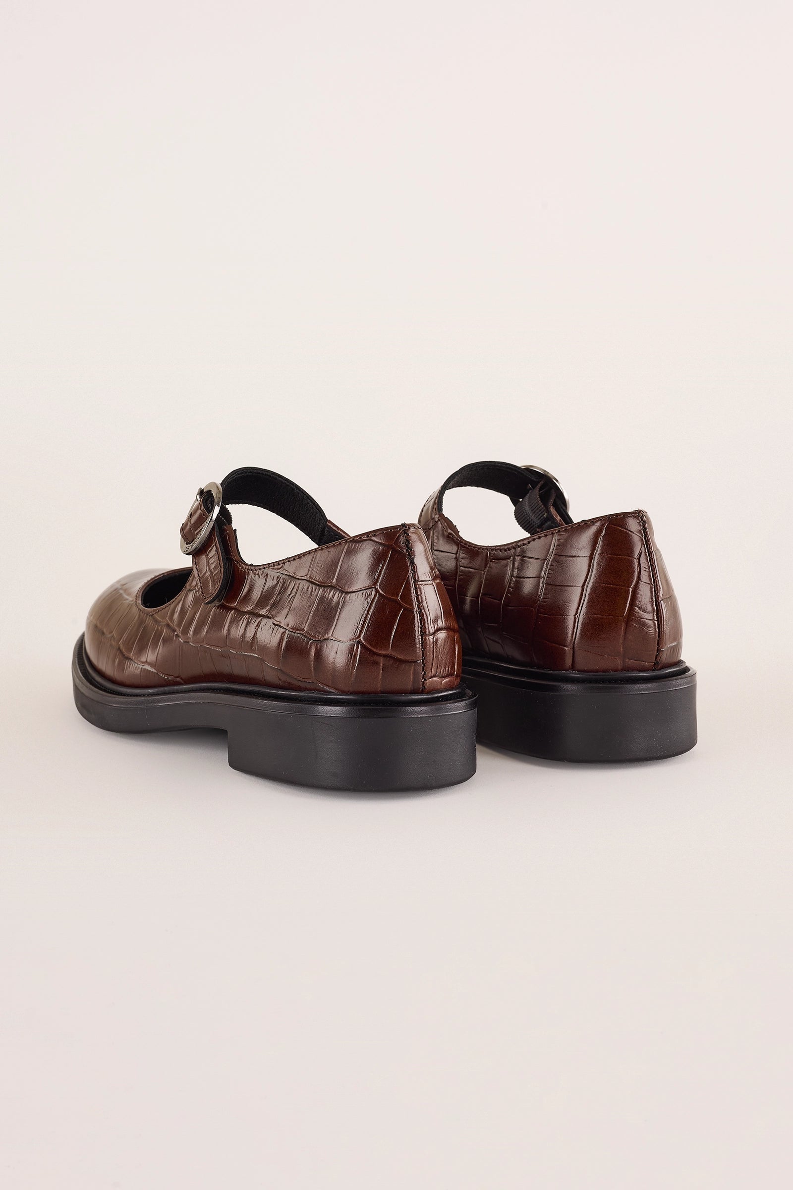 mary jane in pelle stampa coccodrillo – cashott copenhagen marrone scuro, suola in, lazzari