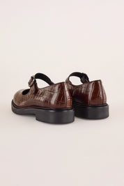 mary jane in pelle stampa coccodrillo – cashott copenhagen marrone scuro, suola in, lazzari