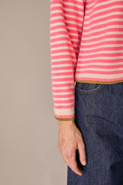 maglia a righe in lana e cashmere fluo - panna, lana e cashmere