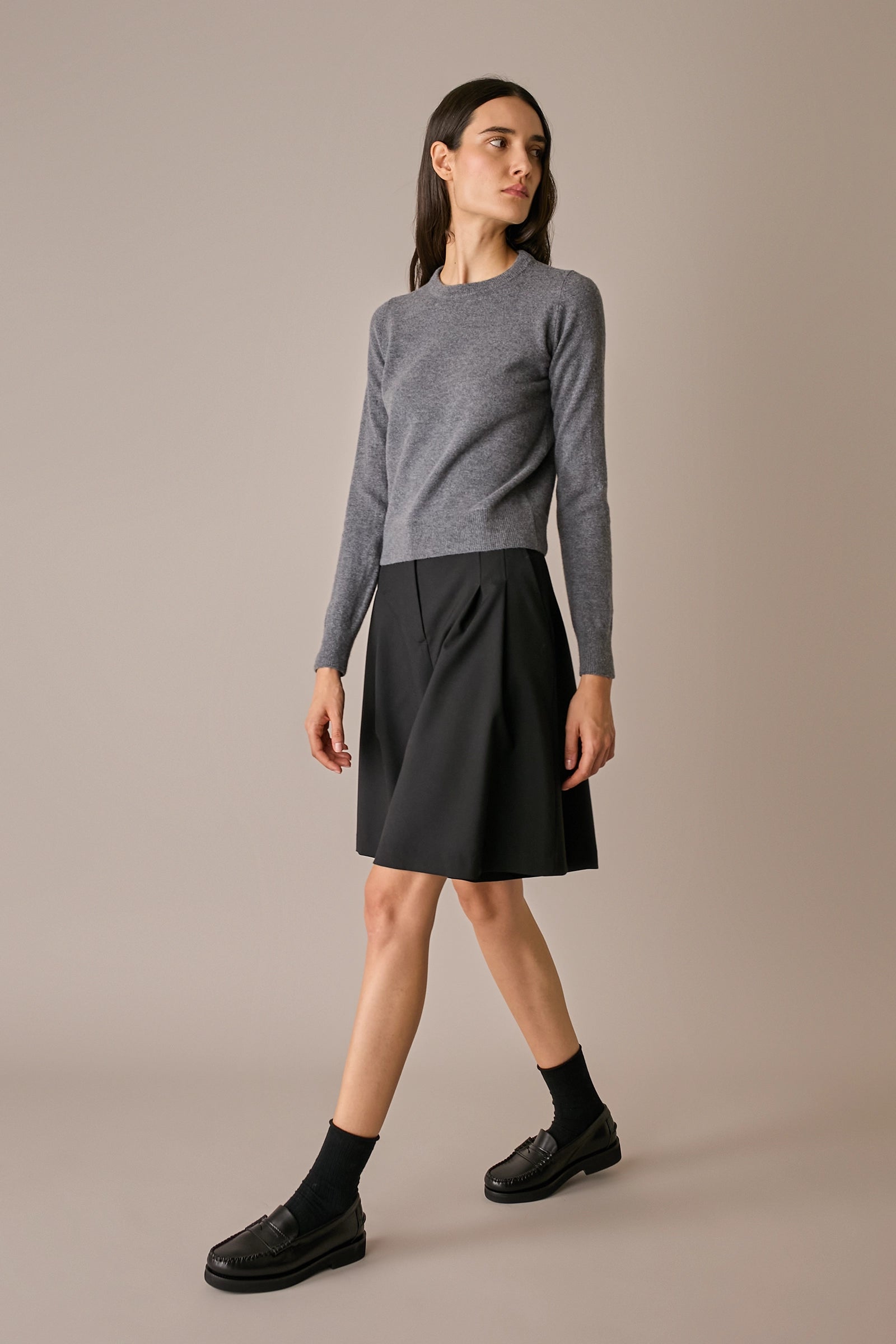 maglia girocollo in lana e cashmere grigio, made in italy, lana e cashmere