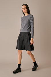 maglia girocollo in lana e cashmere grigio