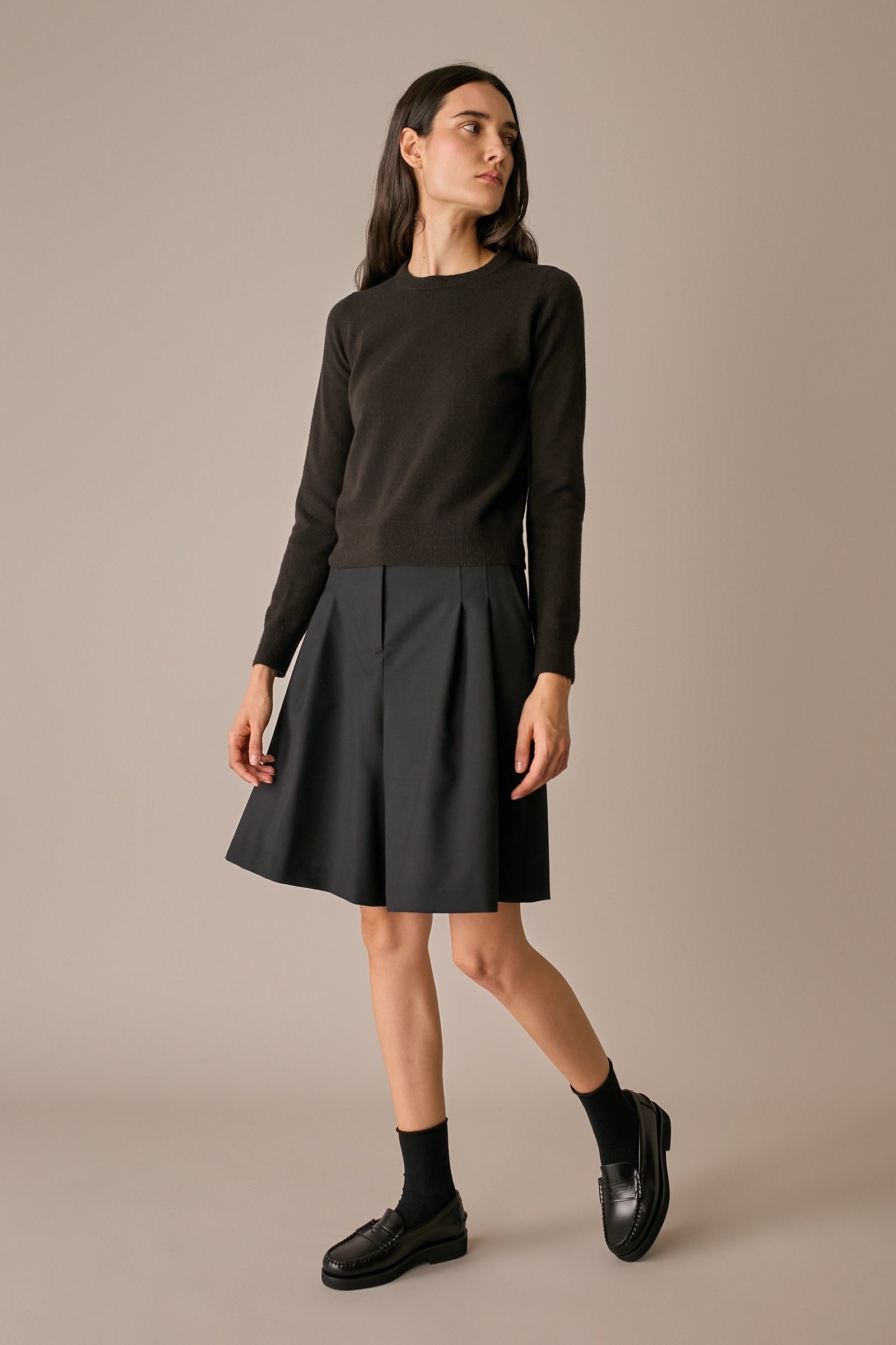 maglia girocollo in lana e cashmere, made in italy, blu navy