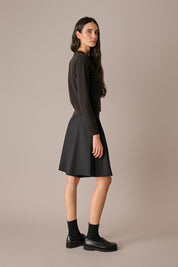 maglia girocollo in lana e cashmere caffe, made in italy
