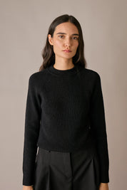 maglia a costine con maniche raglan giallino, maniche raglan