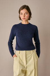 maglia a costine con maniche raglan blu navy, maniche raglan