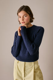 maglia a costine con maniche raglan, maniche raglan, blu navy