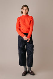maglia collo a vulcano in alpaca e mohair, collo a vulcano, arancio