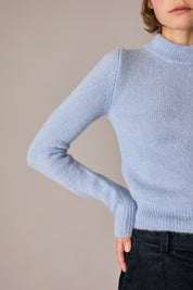 maglia collo a vulcano in alpaca e mohair, collo a vulcano, antracite