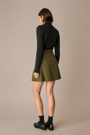 maglia collo a vulcano in alpaca e mohair antracite, collo a vulcano, moda donna