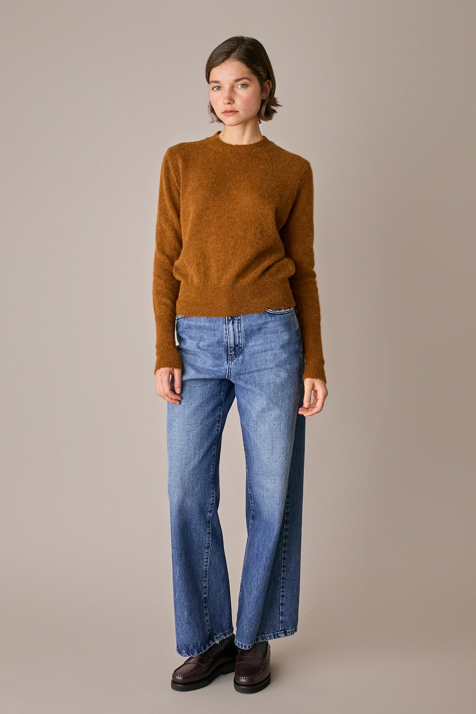 maglia girocollo in alpaca bruciato, made in italy