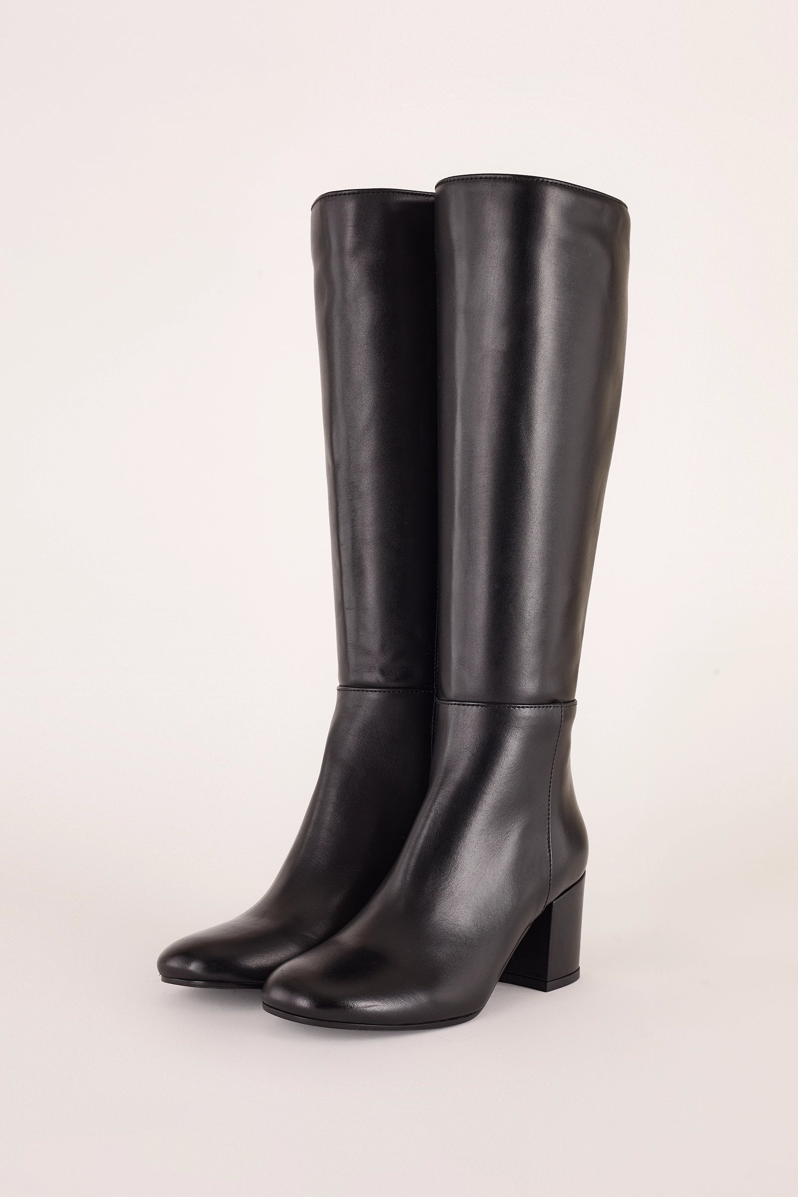 stivali in pelle con tacco 6 cm, made in italy, nero
