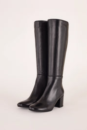 stivali in pelle con tacco 6 cm, made in italy, nero