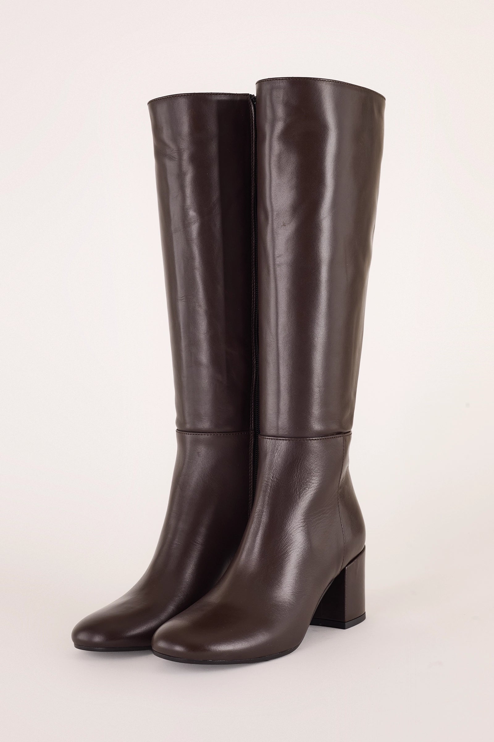 stivali in pelle con tacco 6 cm nero