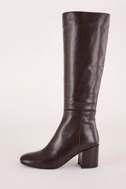 stivali in pelle con tacco 6 cm, made in italy, caffe