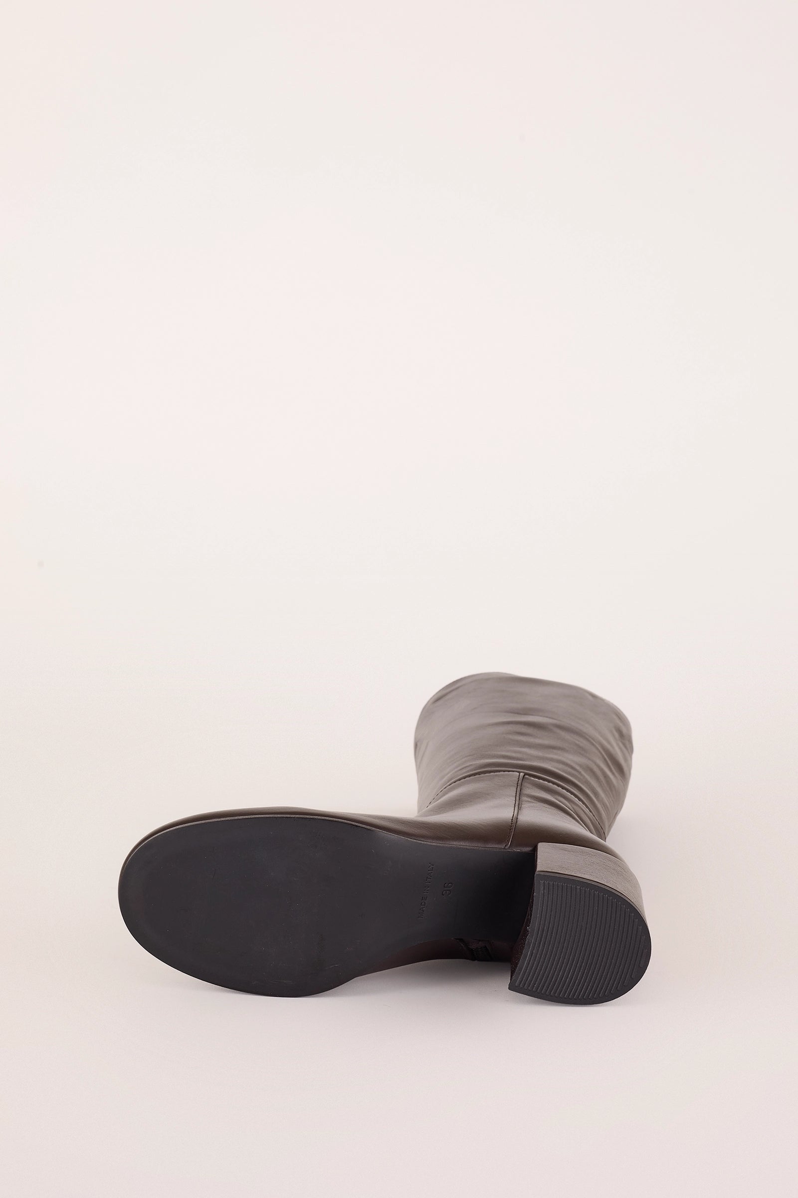 stivali in pelle con tacco 6 cm, vera pelle, caffe