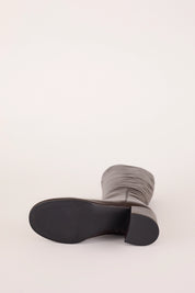 stivali in pelle con tacco 6 cm, vera pelle, caffe
