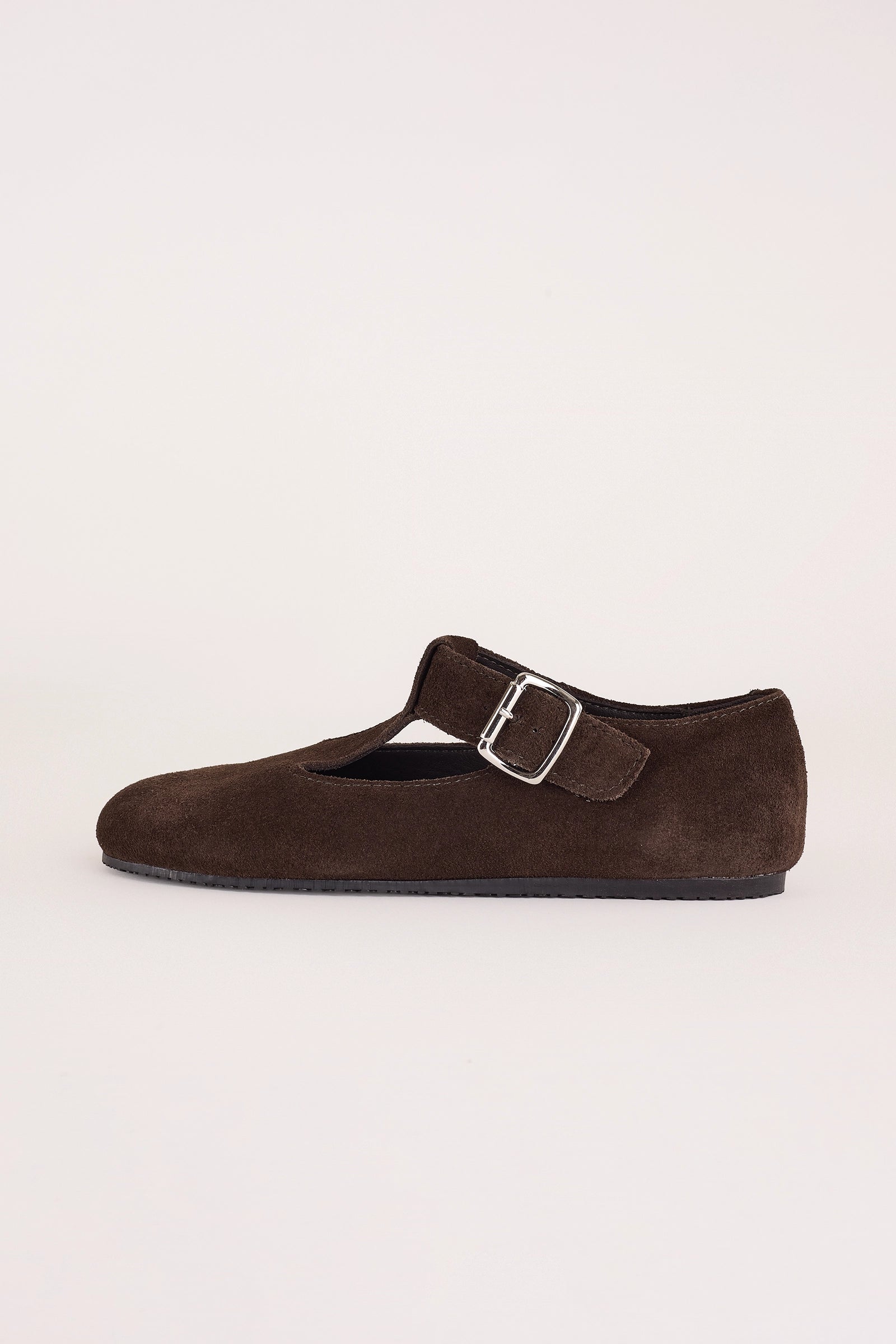 scarpe t-bar con suola in gomma, made in italy, camoscio bruciato