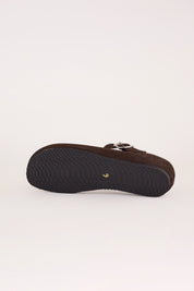 scarpe t-bar con suola in gomma camoscio bruciato, vera pelle