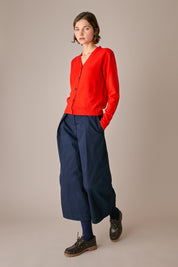 cardigan in lana con scollo a v marrone, scollo a v