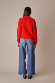 polo punto pannocchia in lana vergine, made in italy, rosso
