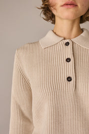 polo punto pannocchia in lana vergine panna, made in italy