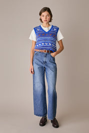gilet chicken run bluette, orlo a costine