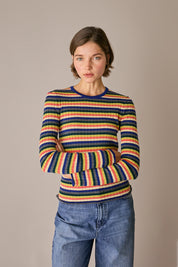 maglia a costine millerighe bluette, made in italy