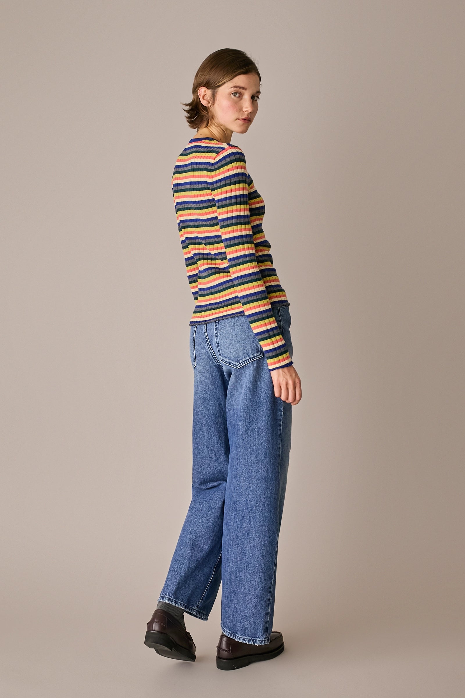 maglia a costine millerighe bluette