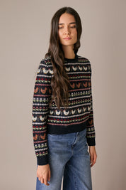 maglia chicken run, collo, orlo e polsini a costine, abisso