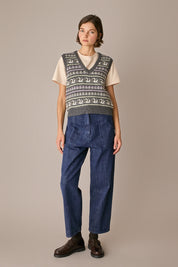 gilet swan dance, scollo a v, grigio scuro