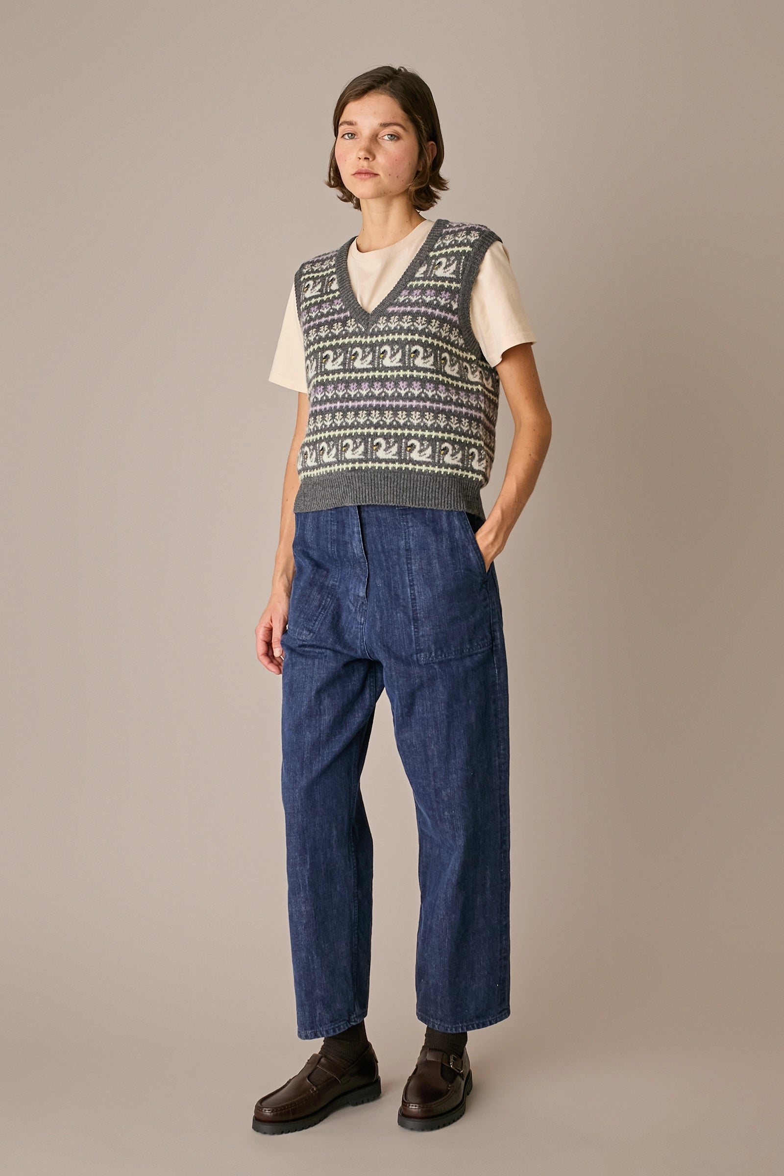 gilet swan dance bosco, scollo a v
